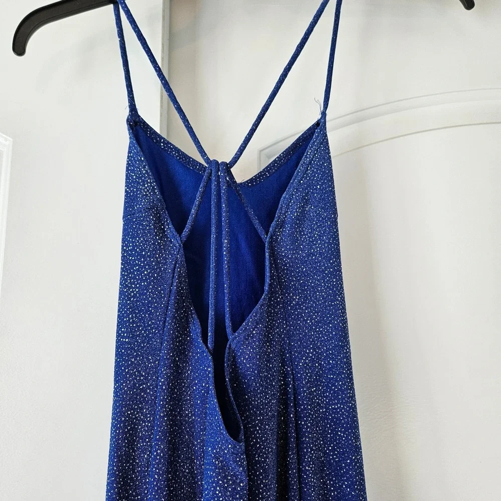 Vtg 90s Jump Dress Sparkle Royal Blue Maxi Dress Long Sz 9/10 Formal Prom Y2K‎